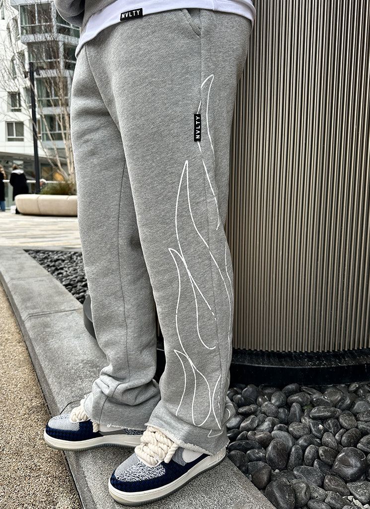 Vintage Flare Flame Joggers - Grey - Image 3