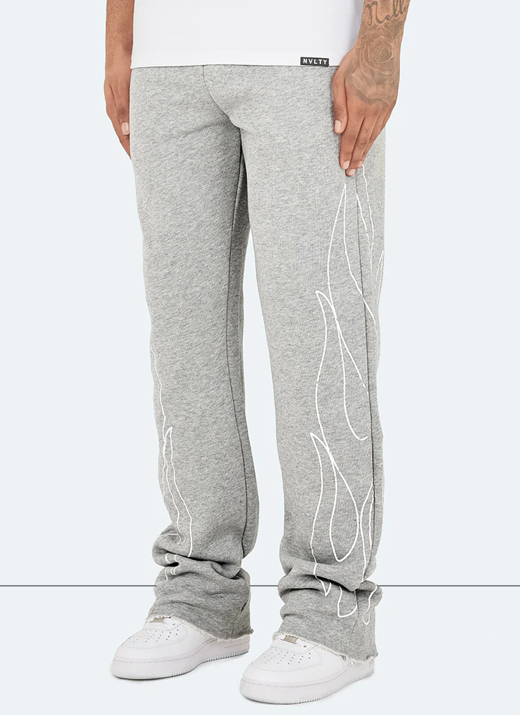 Vintage Flare Flame Joggers - Grey - Image 4