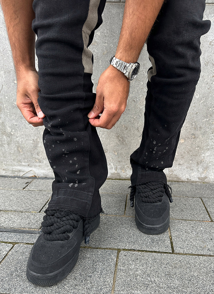 Vintage Flare Paint Jeans - Black - Image 10