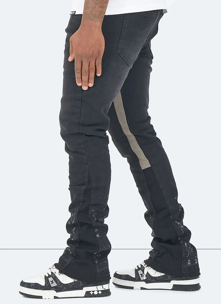 Vintage Flare Paint Jeans - Black - Image 4
