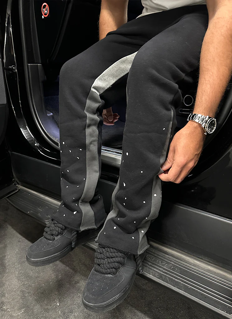 Vintage Flare Paint Joggers - Black - Image 5