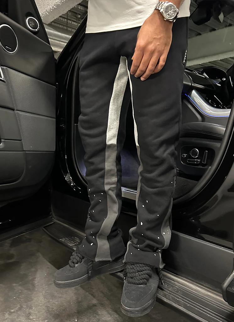 Vintage Flare Paint Joggers - Black - Image 7