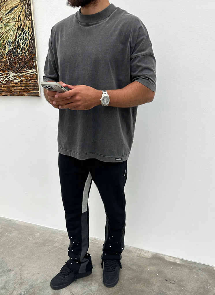 Vintage Flare Paint Joggers - Black - Image 8