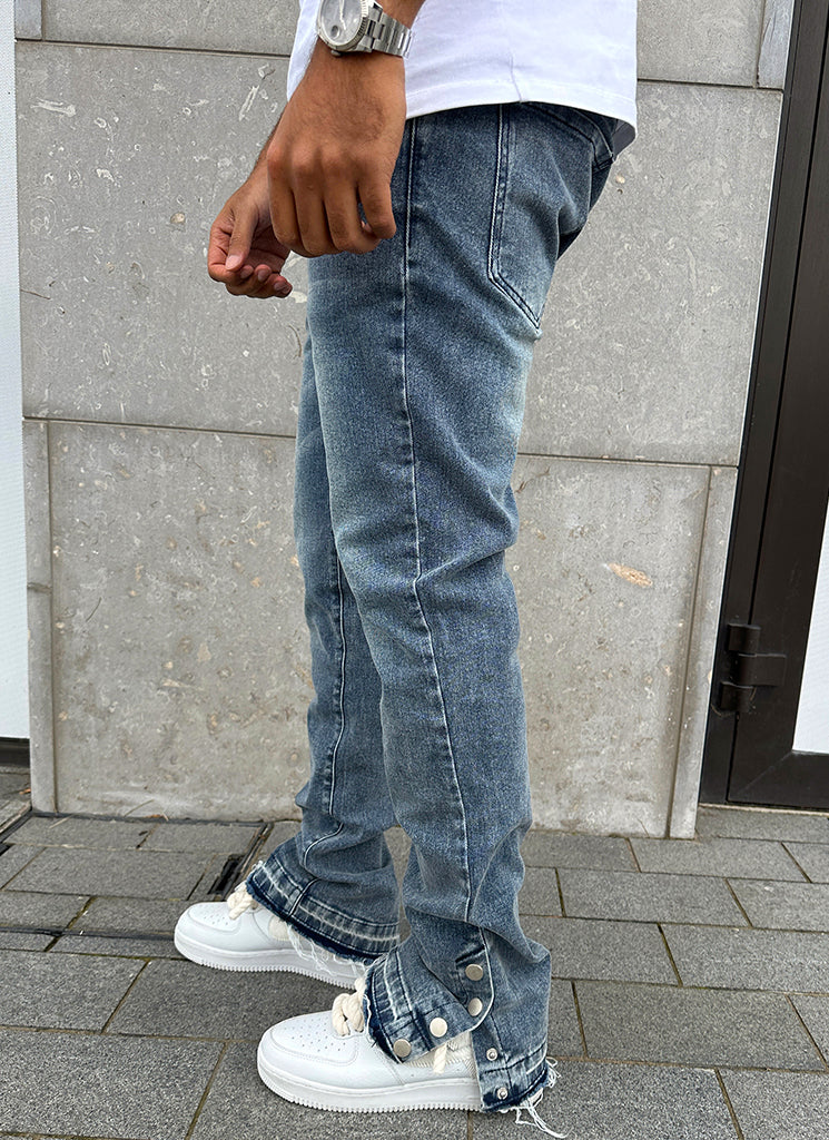 Vintage Flare Snapper Jeans - Blue - Image 11