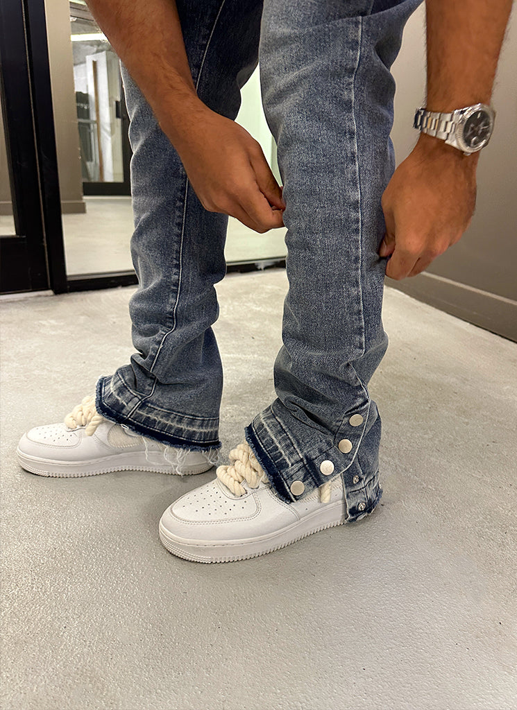 Vintage Flare Snapper Jeans - Blue - Image 13