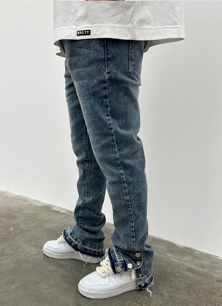 Vintage Flare Snapper Jeans - Blue - Image 14