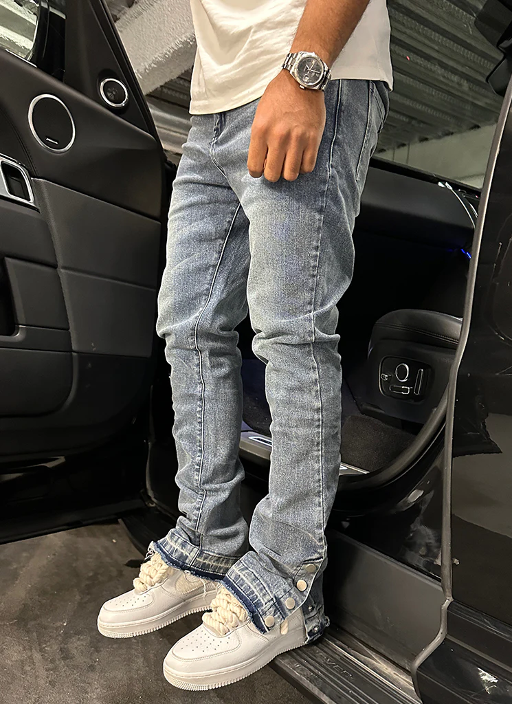 Vintage Flare Snapper Jeans - Blue - Image 6