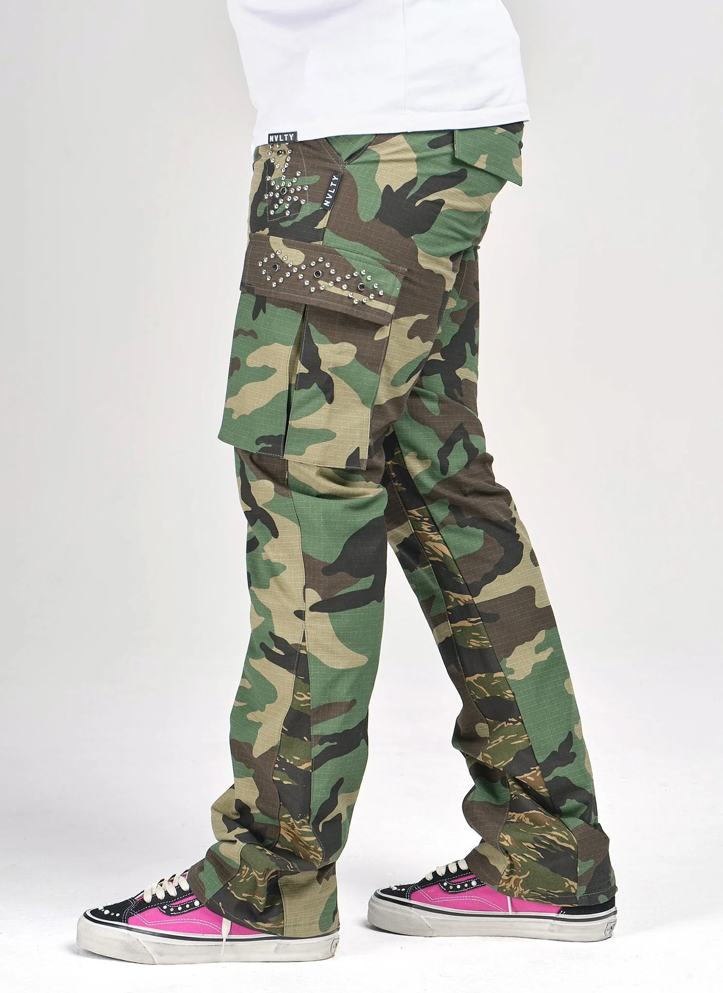 Vintage Flare Studded Cargos - Camo - Image 5