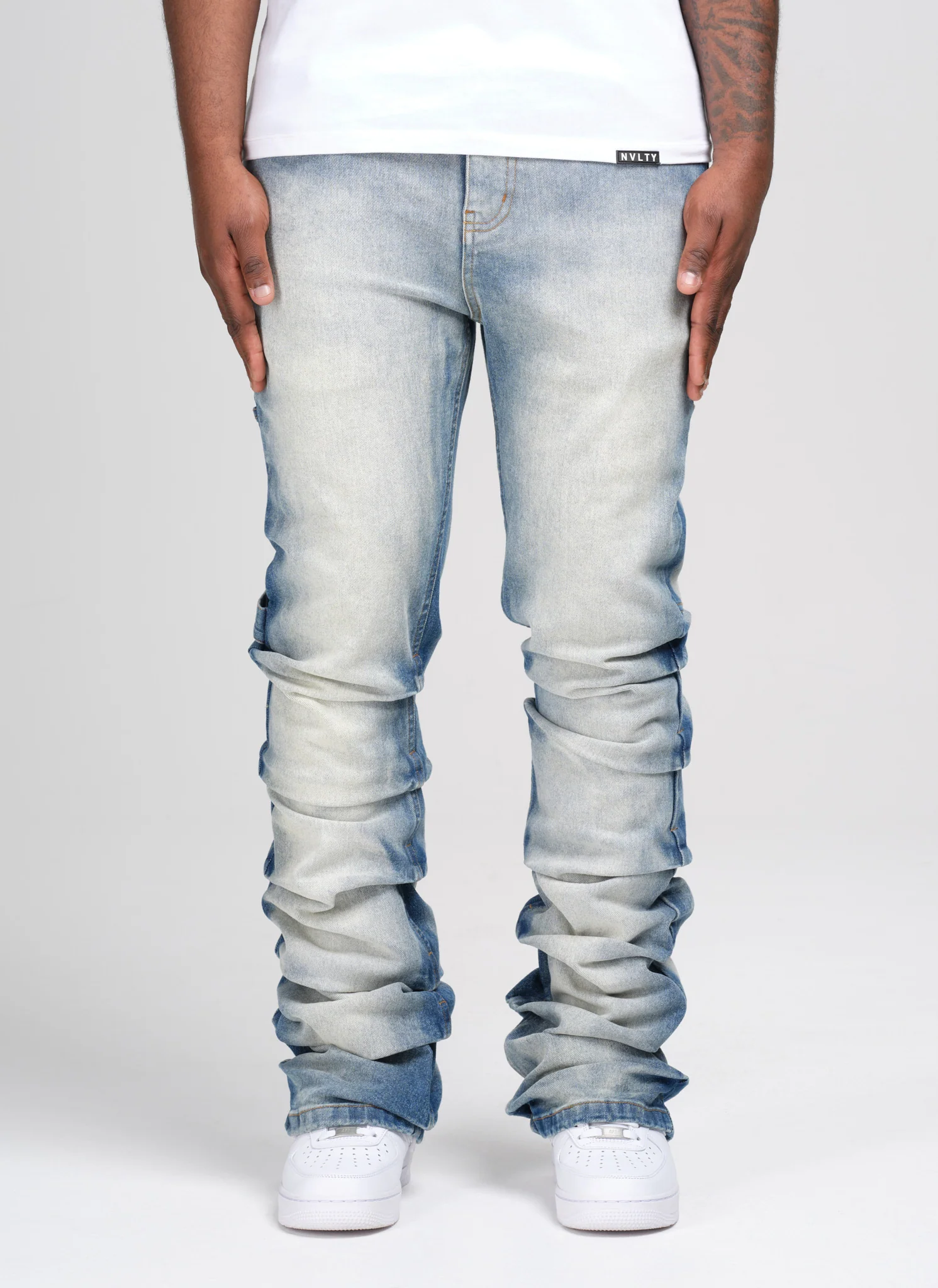 Vintage Flare Tacked Jeans - Blue - Image 2