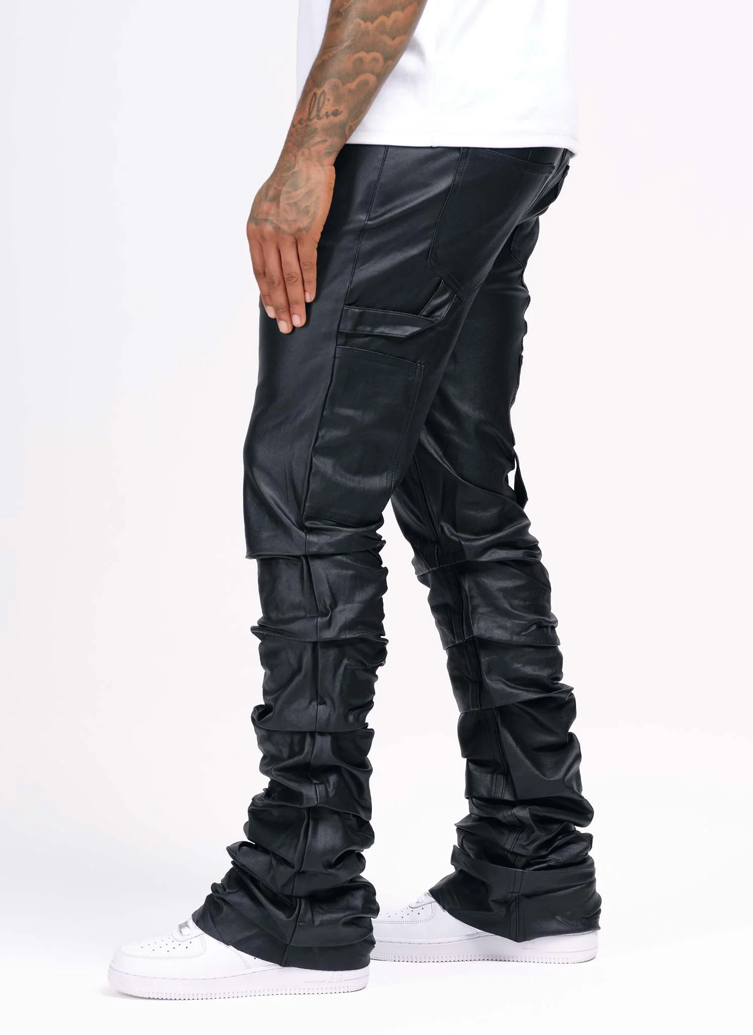 Vintage Flare Tacked Wax Jeans - Black