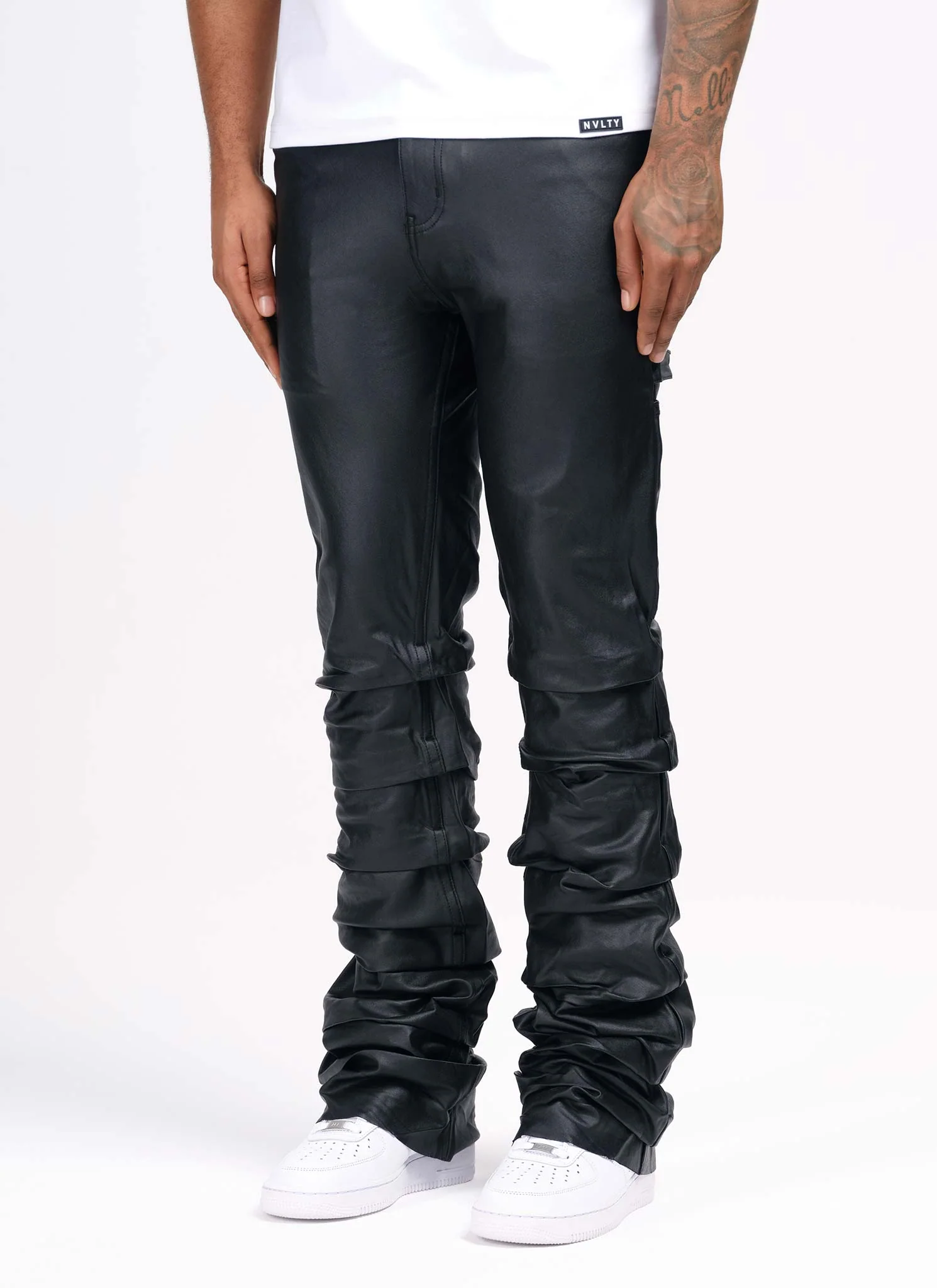 Vintage Flare Tacked Wax Jeans - Black - Image 3