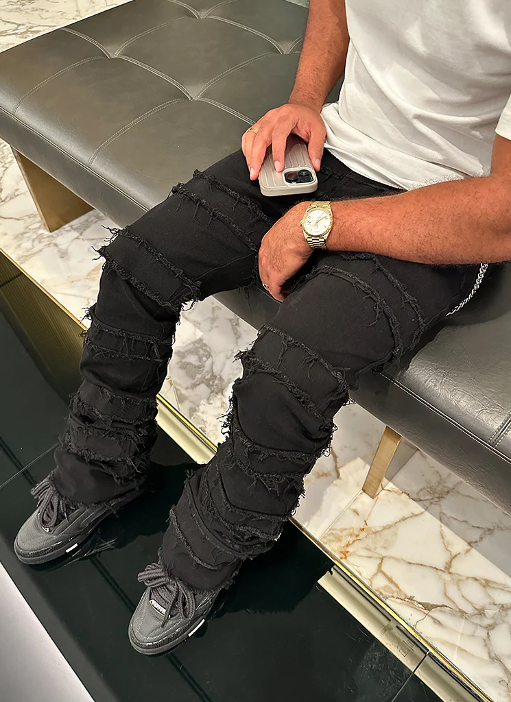 Vintage Flare Thread Jeans - Black - Image 10