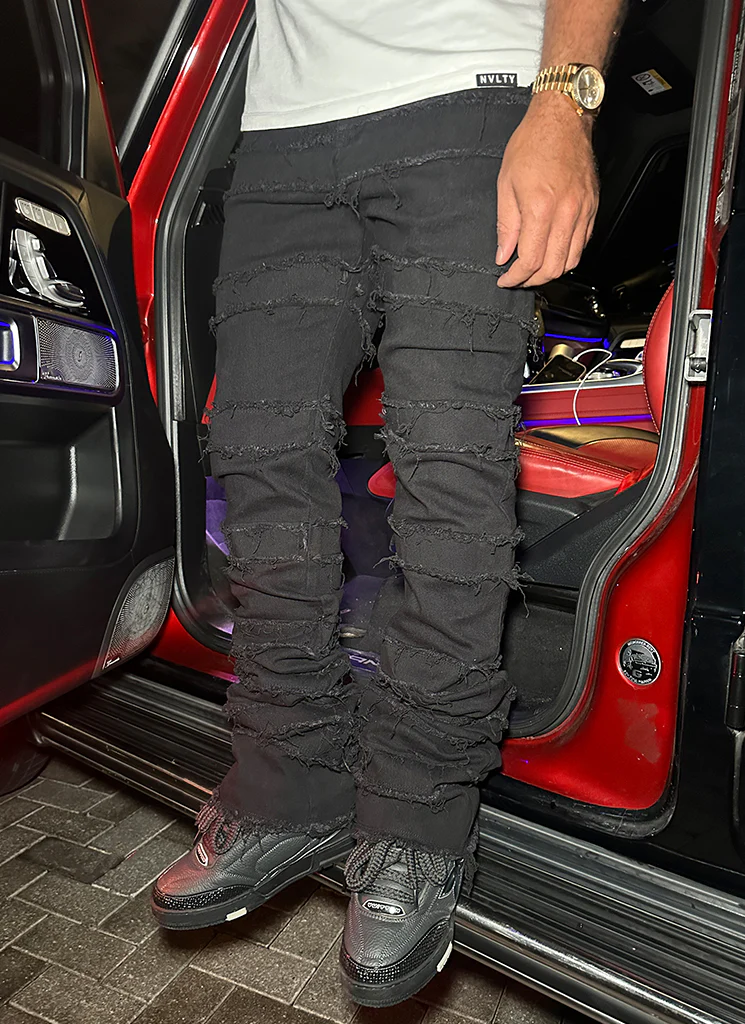Vintage Flare Thread Jeans - Black - Image 12