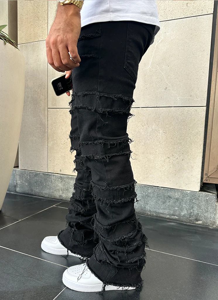 Vintage Flare Thread Jeans - Black - Image 13