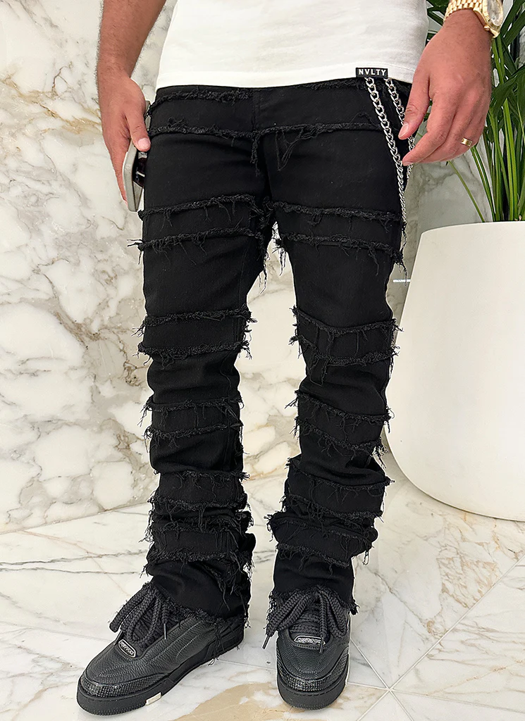 Vintage Flare Thread Jeans - Black - Image 14