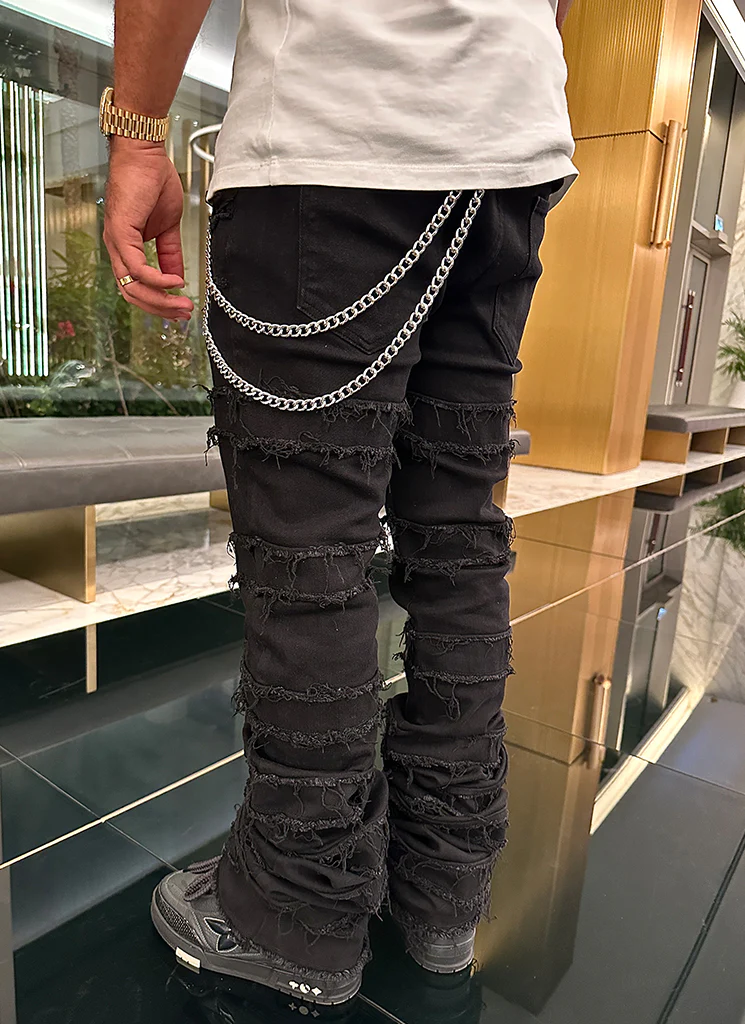 Vintage Flare Thread Jeans - Black - Image 9