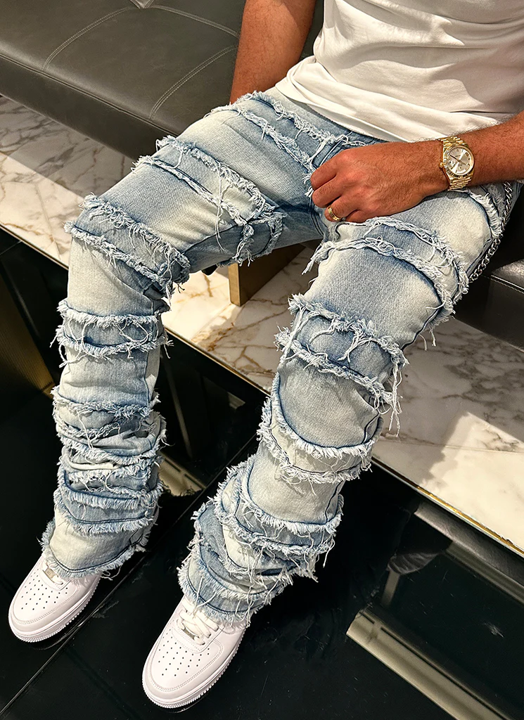Vintage Flare Thread Jeans - Blue - Image 12