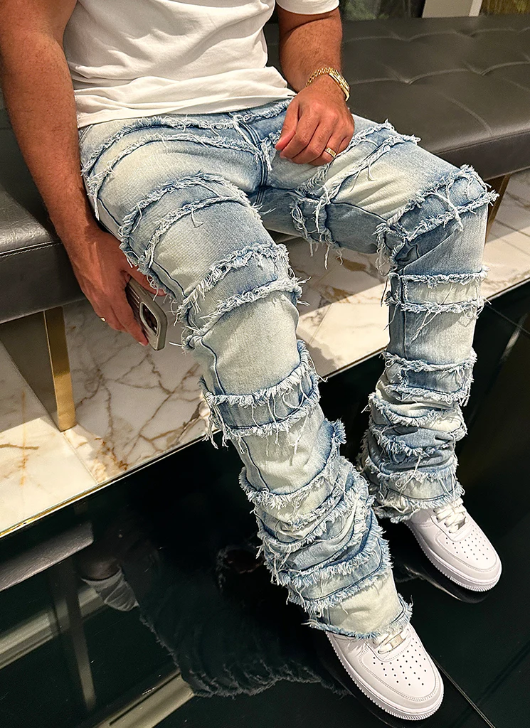 Vintage Flare Thread Jeans - Blue - Image 15