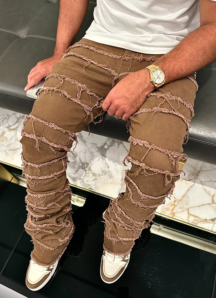 Vintage Flare Thread Jeans - Brown - Image 16