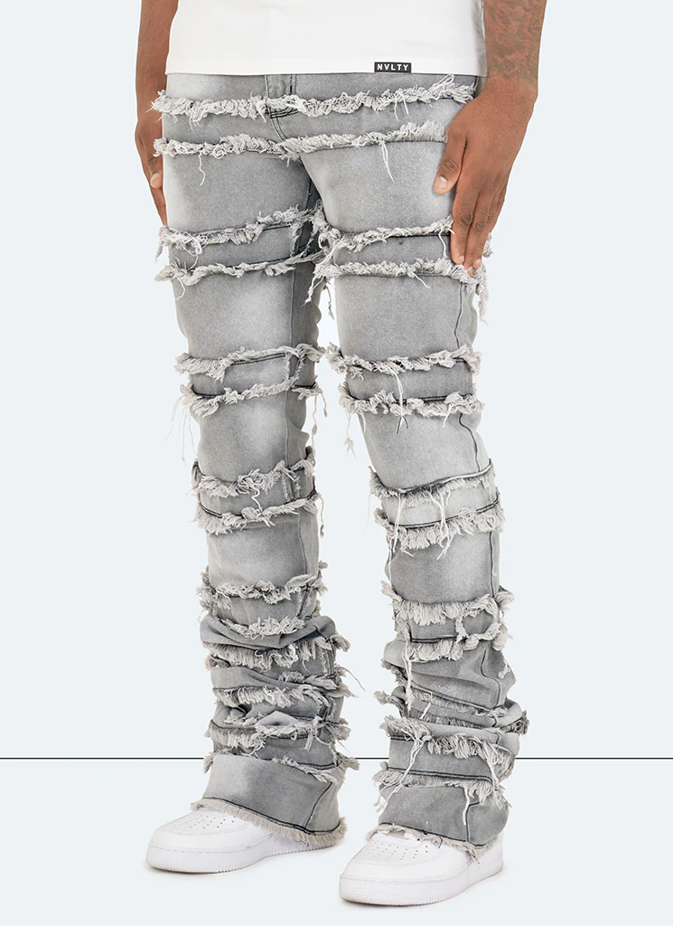Vintage Flare Thread Jeans - Grey - Image 2