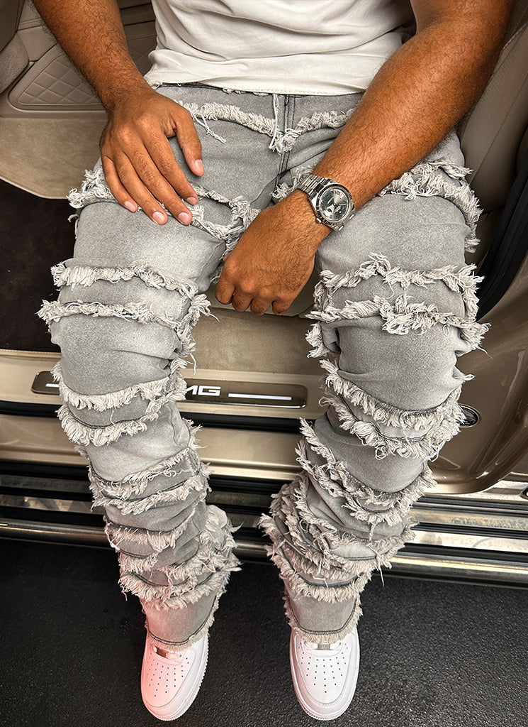 Vintage Flare Thread Jeans - Grey - Image 3