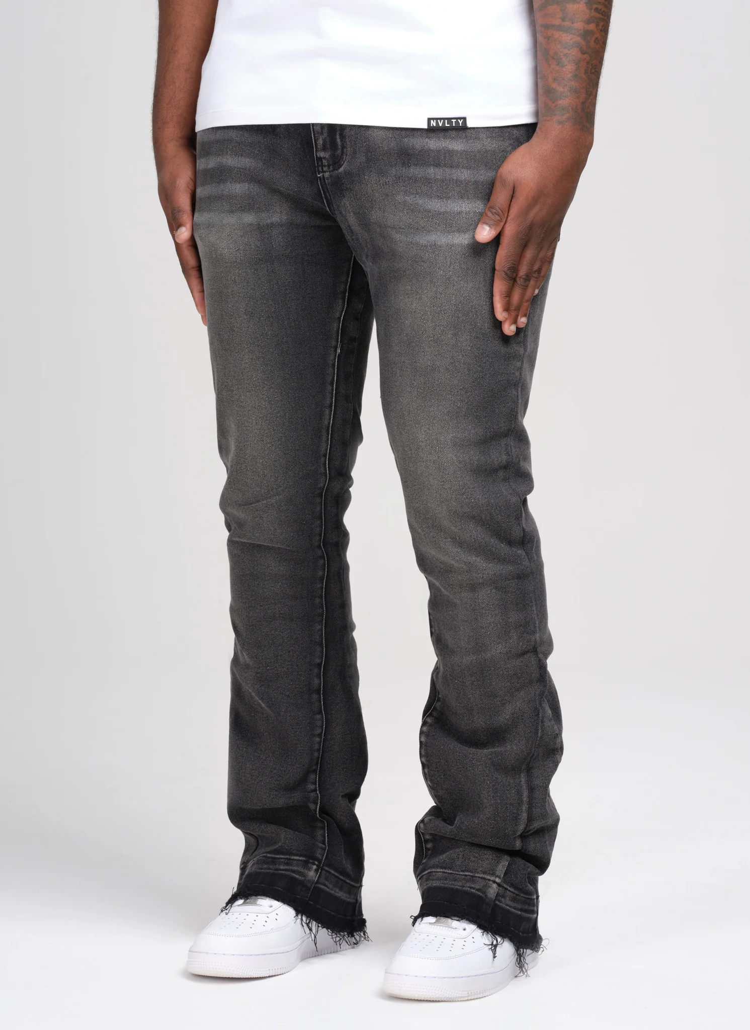 Vintage Flare Washed Jeans - Black - Image 2