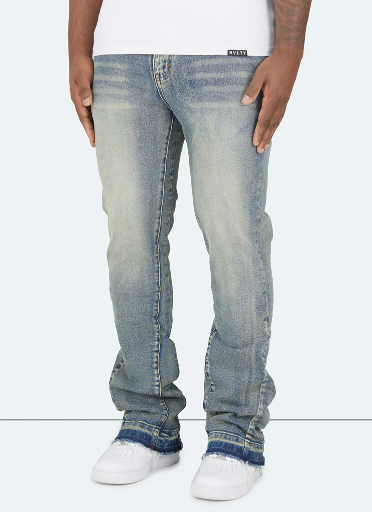 Vintage Flare Washed Jeans - Blue - Image 2