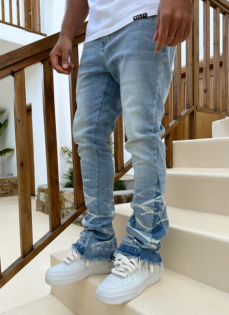 Vintage Flare Wave Jeans - Blue - Image 5