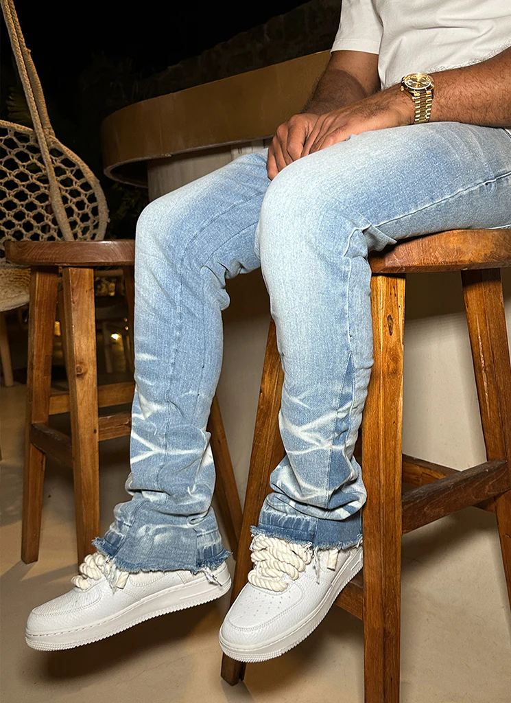 Vintage Flare Wave Jeans - Blue - Image 9