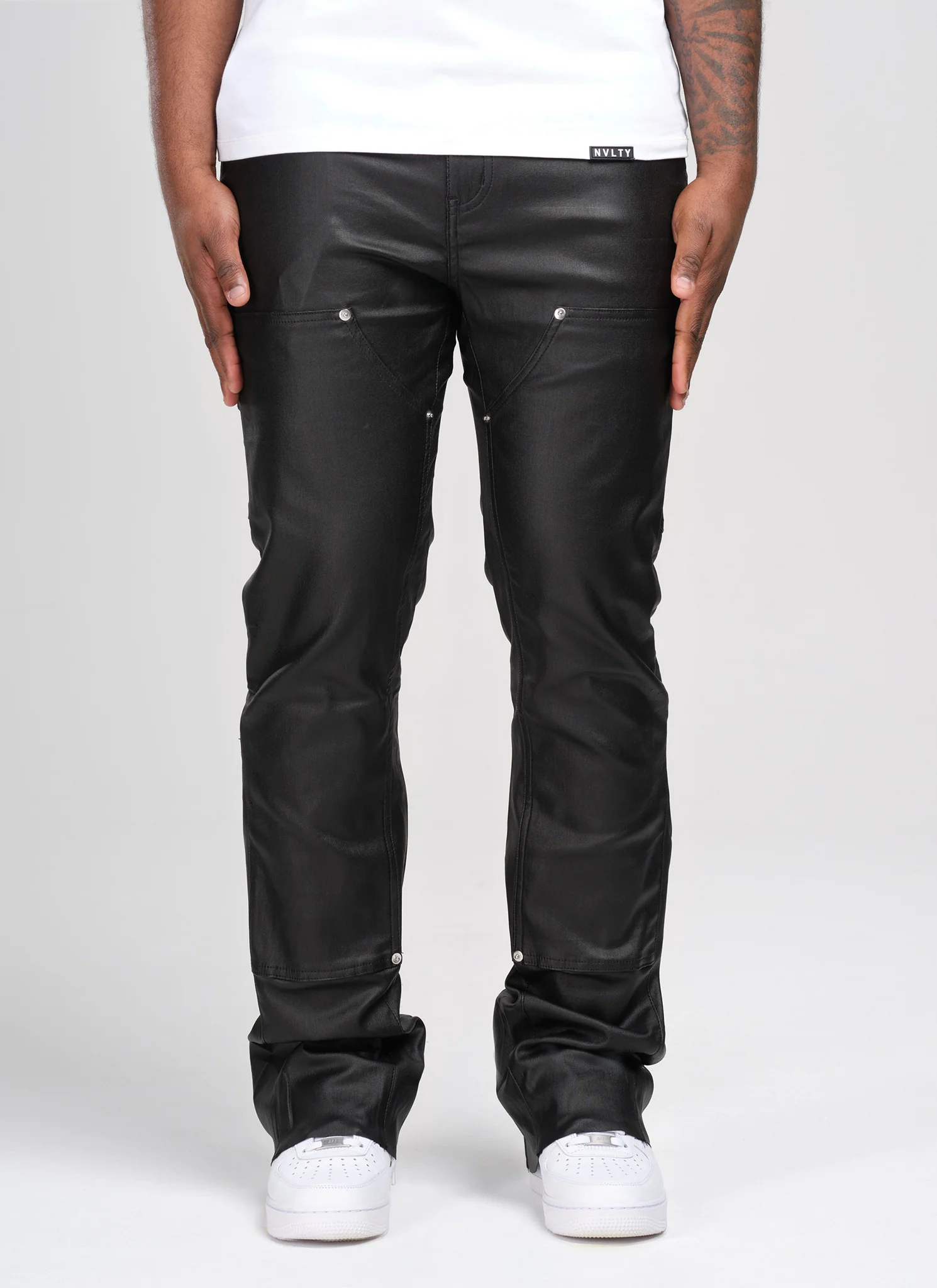 Vintage Flare Wax Carpenter Jeans - Black