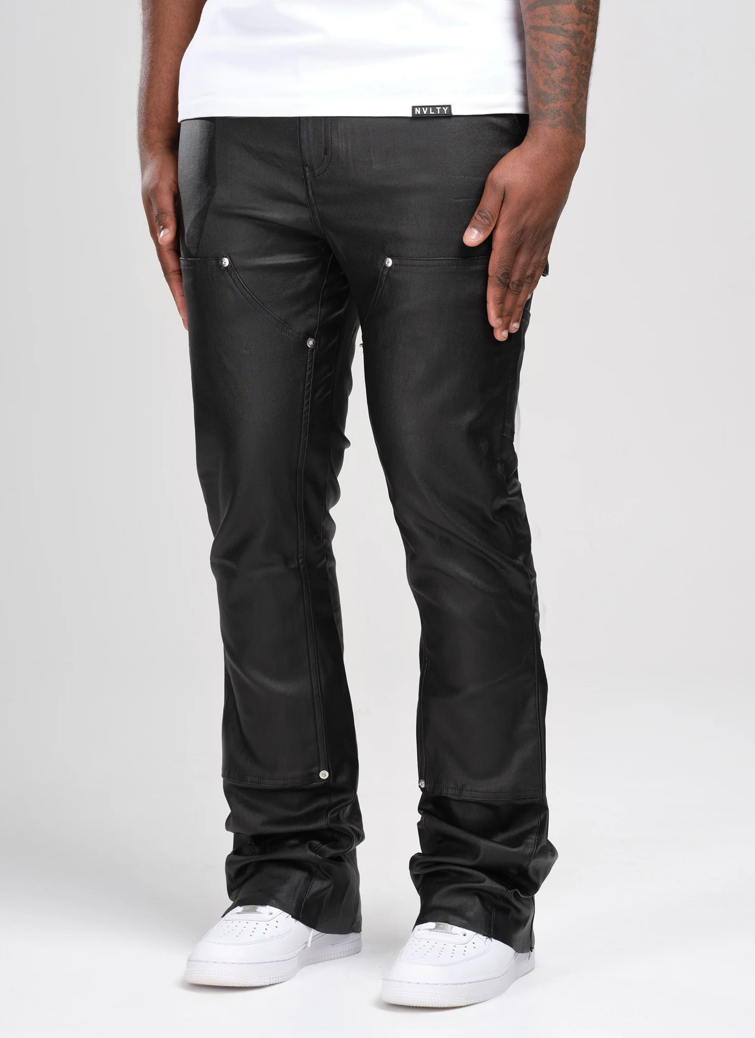 Vintage Flare Wax Carpenter Jeans - Black - Image 2