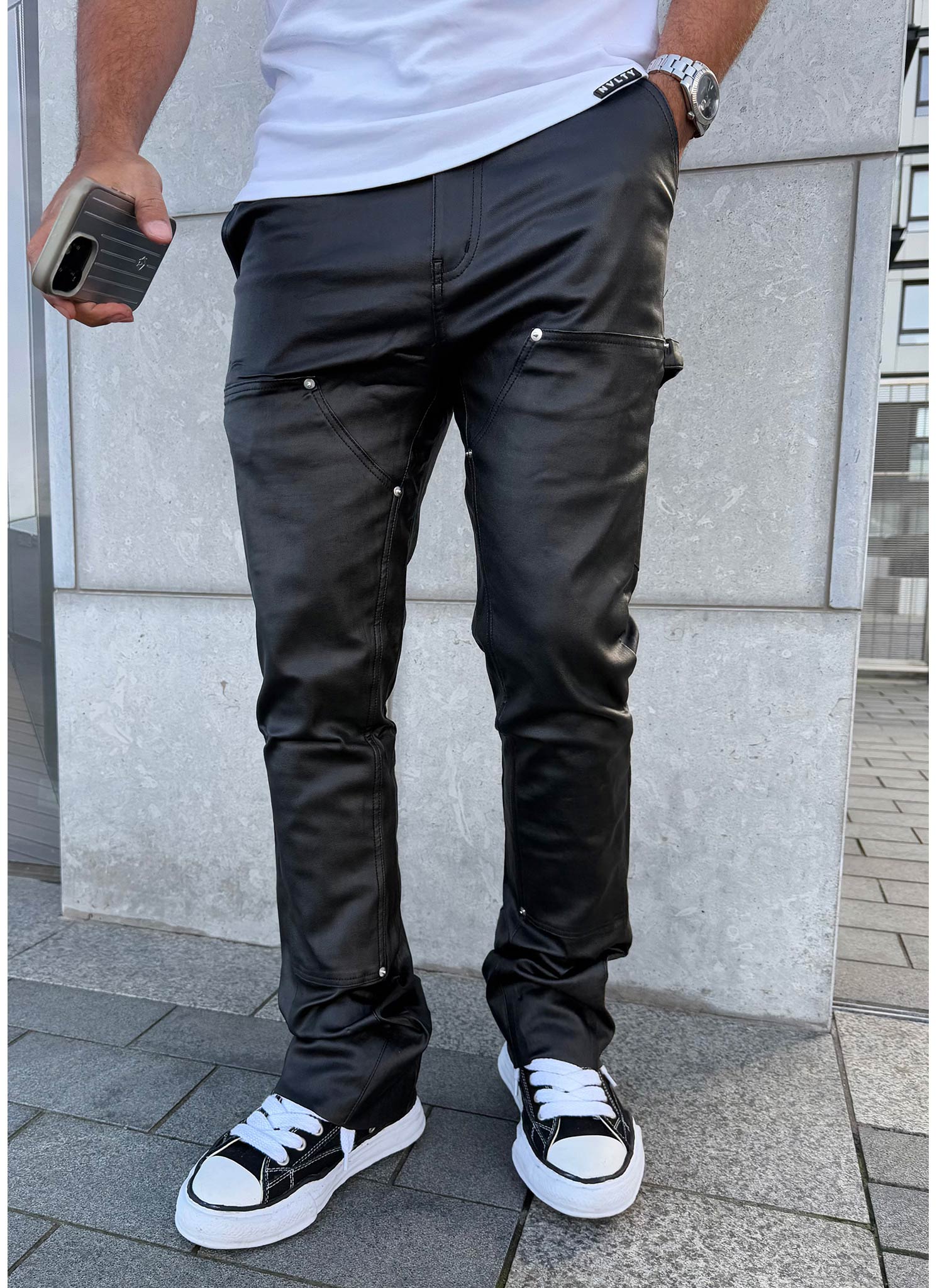 Vintage Flare Wax Carpenter Jeans - Black - Image 6