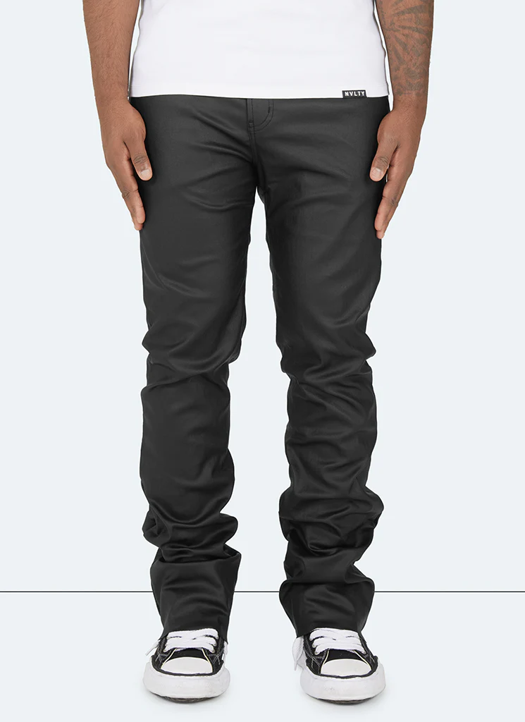 Vintage Flare Wax Hem Zipper Jeans - Black - Image 2