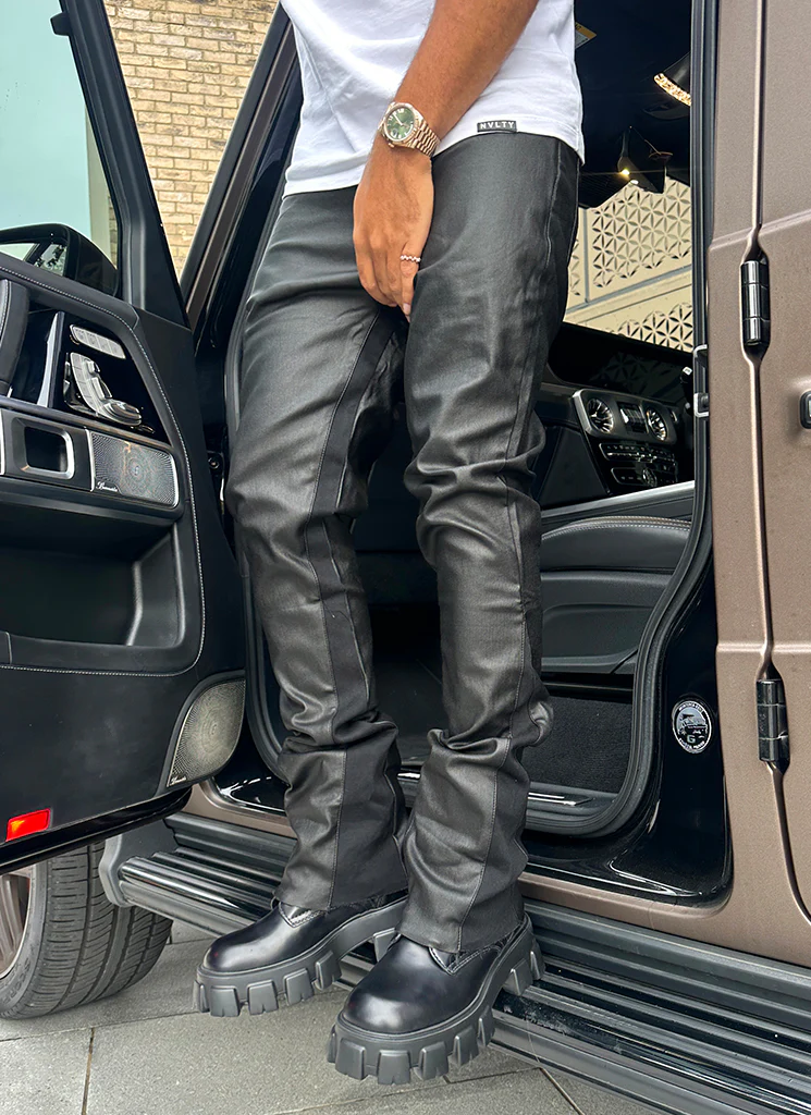 Vintage Flare Wax Jeans - Black - Image 5