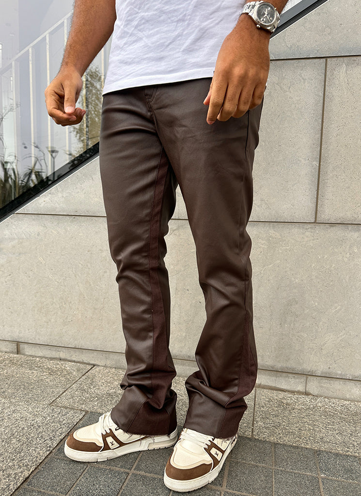 Vintage Flare Wax Jeans - Brown - Image 7