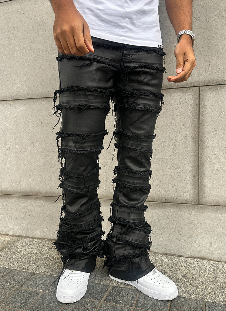 Vintage Flare Wax Thread Jeans - Black - Image 11