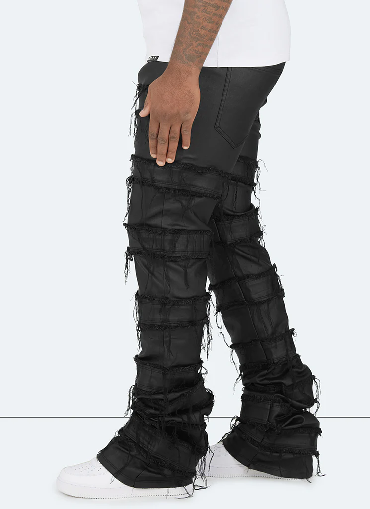 Vintage Flare Wax Thread Jeans - Black - Image 2