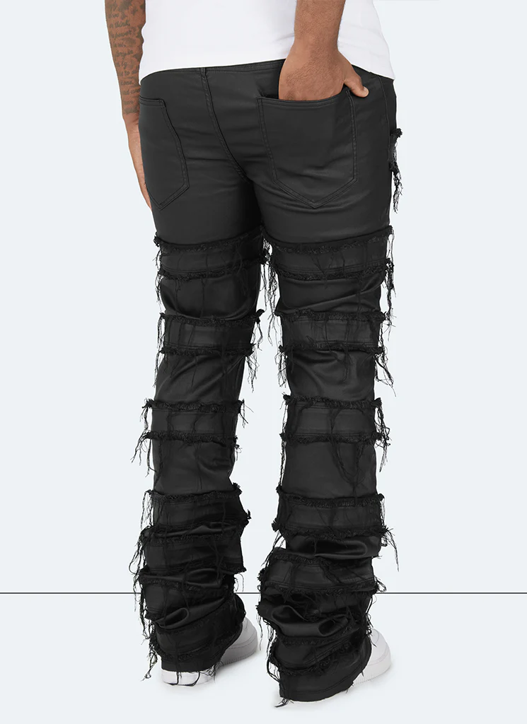 Vintage Flare Wax Thread Jeans - Black - Image 4