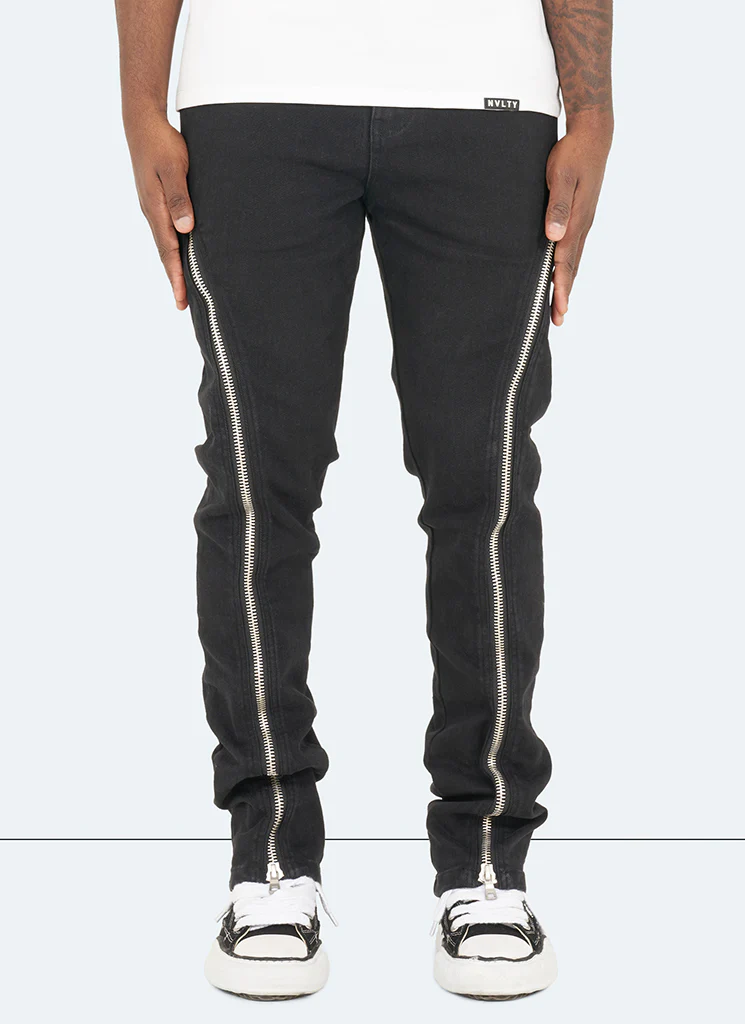 Vintage Flare Zipper Jeans - Black - Image 2