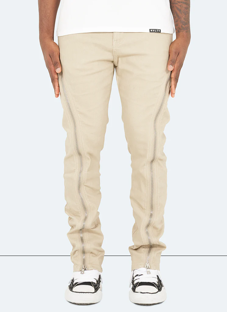 Vintage Flare Zipper Jeans - Stone - Image 2