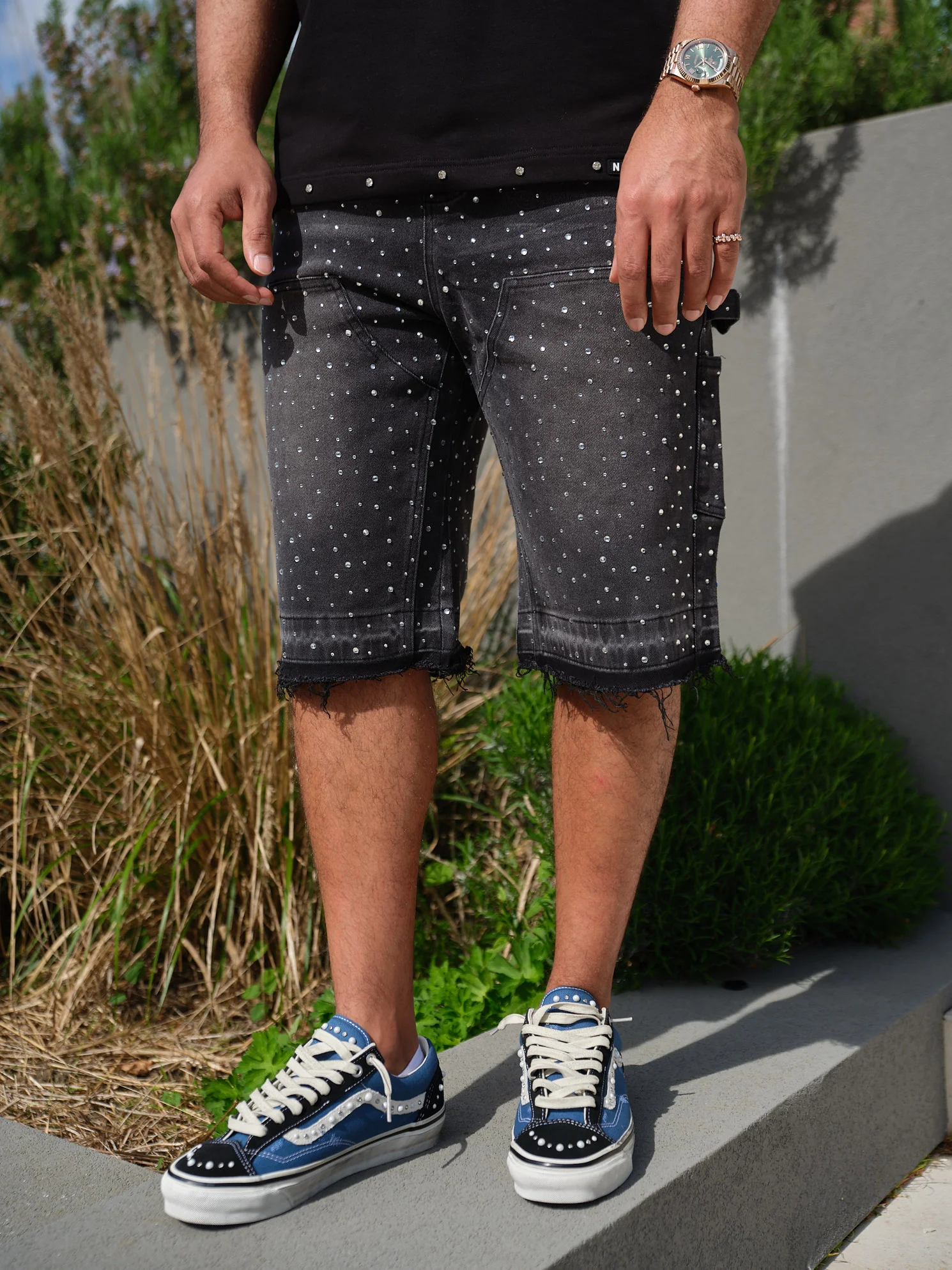 Vintage Flooded VVS Carpenter Denim Shorts - Black - Image 9