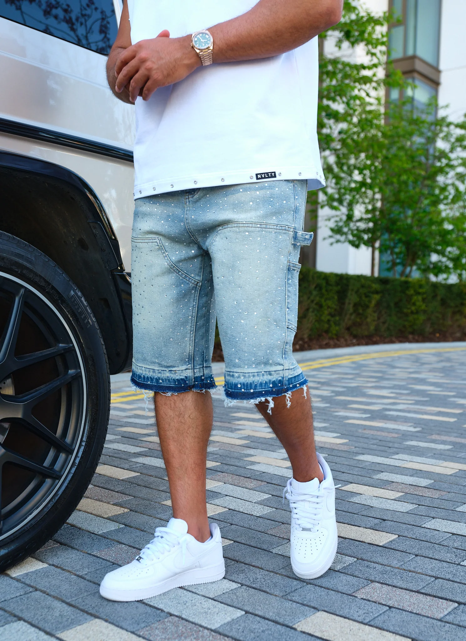 Vintage Flooded VVS Carpenter Denim Shorts - Blue - Image 2
