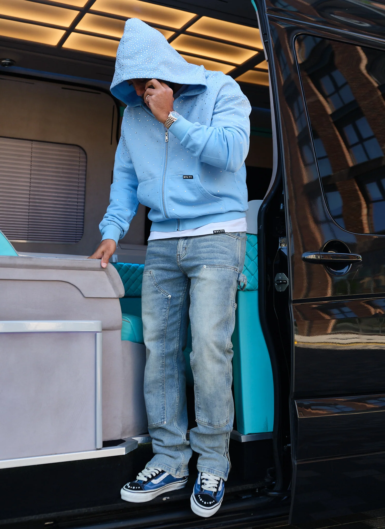 Vintage Flooded VVS Zip Hoodie - Baby Blue - Image 6