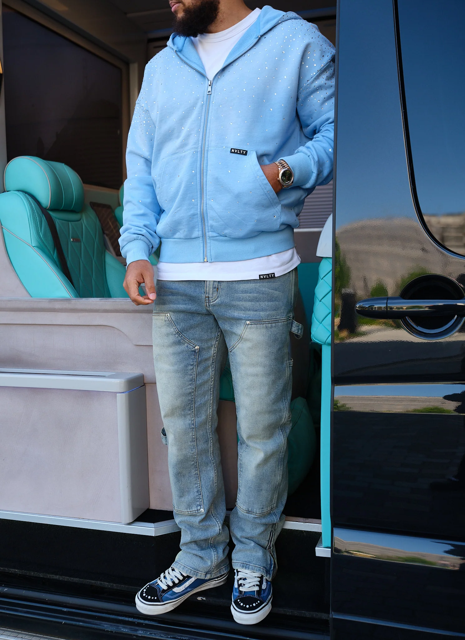 Vintage Flooded VVS Zip Hoodie - Baby Blue - Image 9