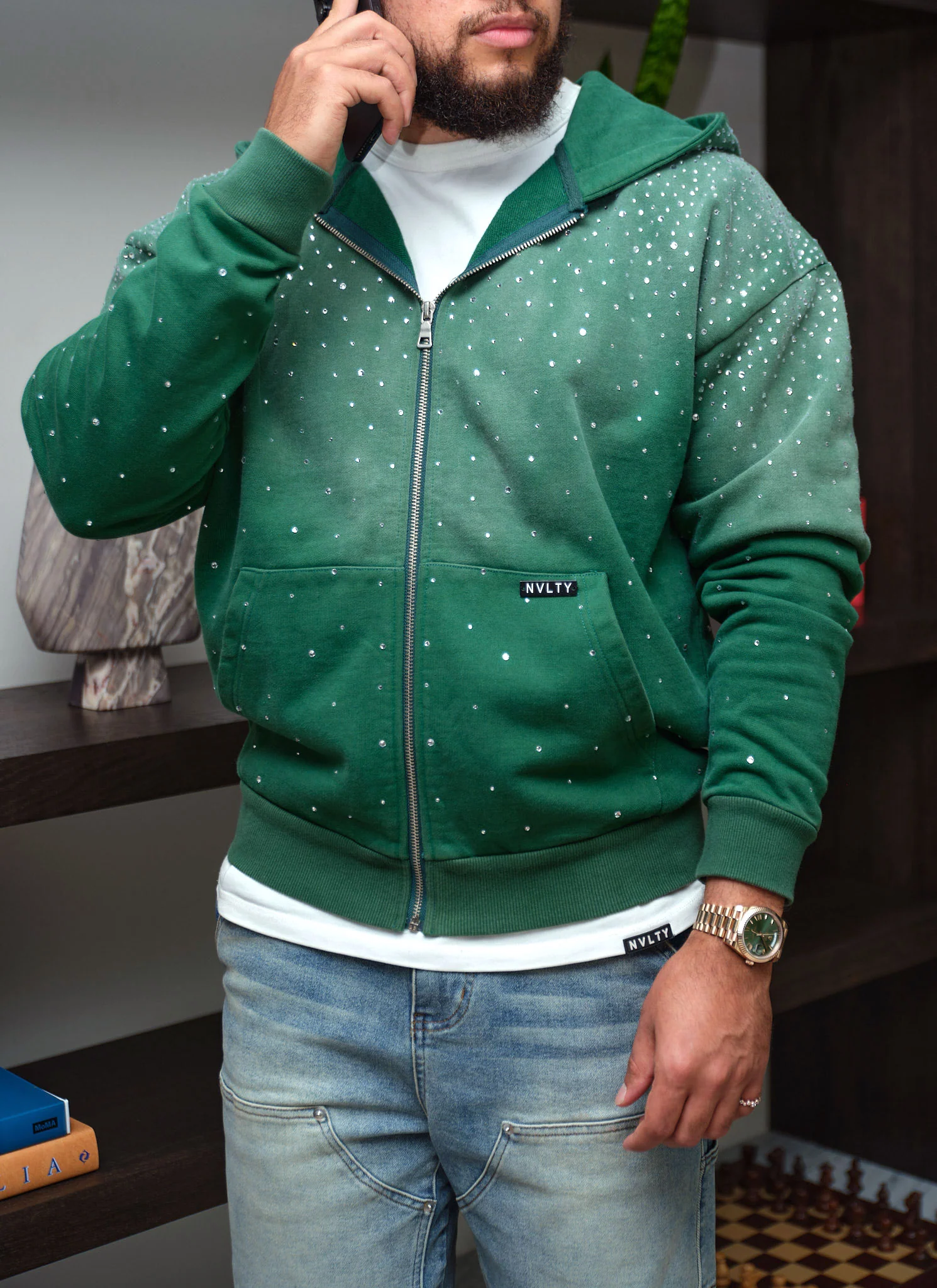 Vintage Flooded VVS Zip Hoodie - Green - Image 10