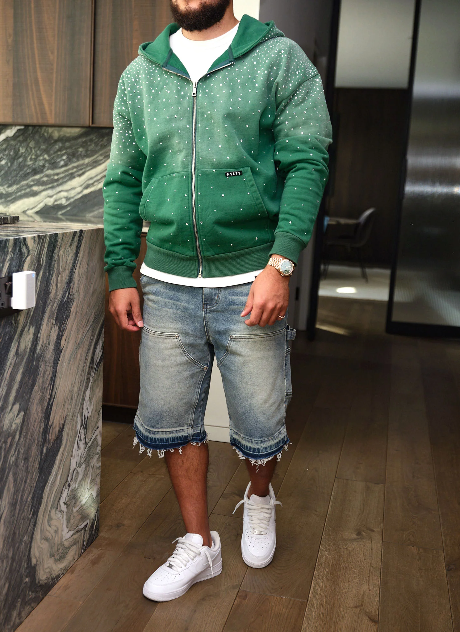 Vintage Flooded VVS Zip Hoodie - Green - Image 11