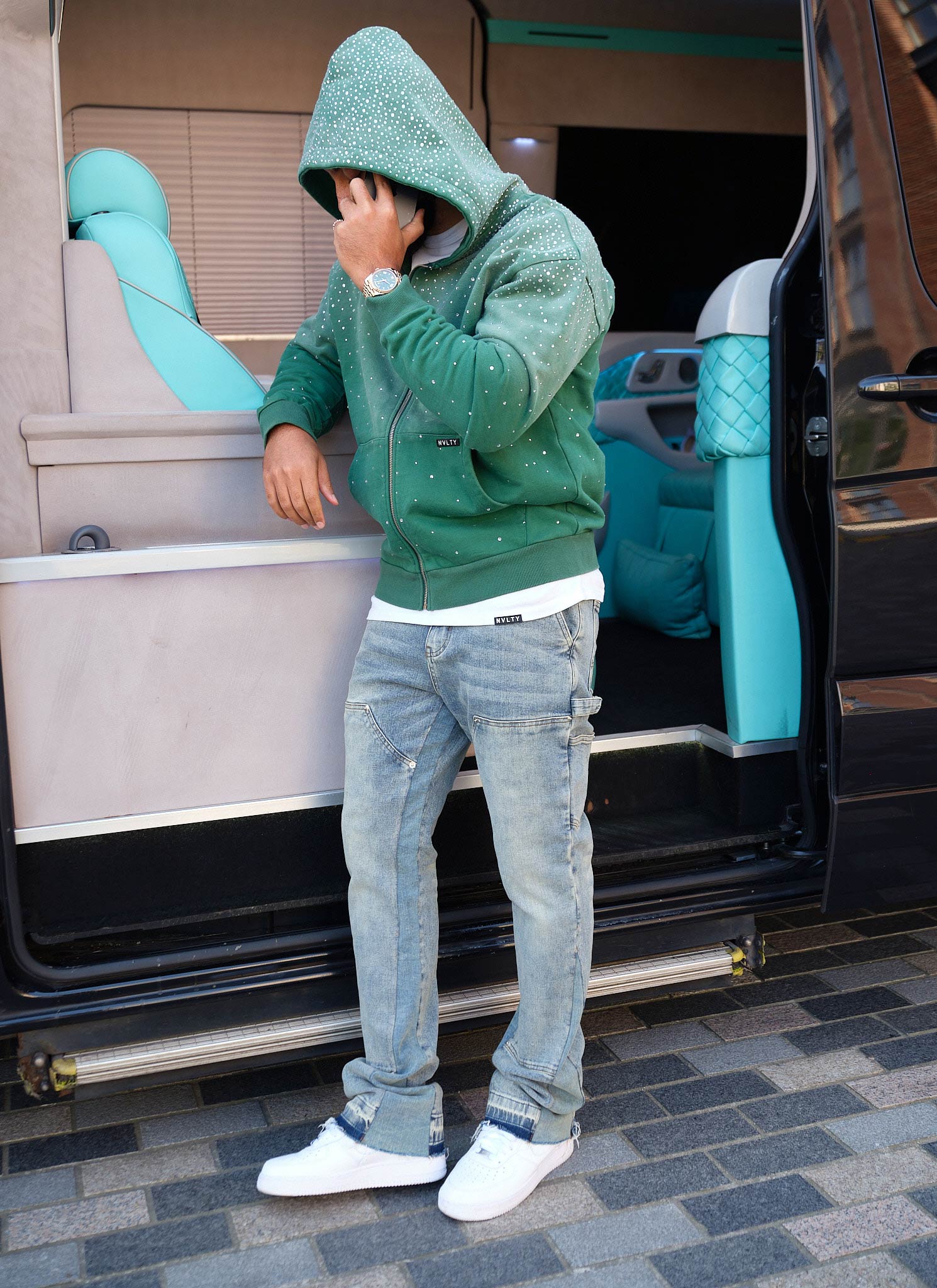 Vintage Flooded VVS Zip Hoodie - Green - Image 12