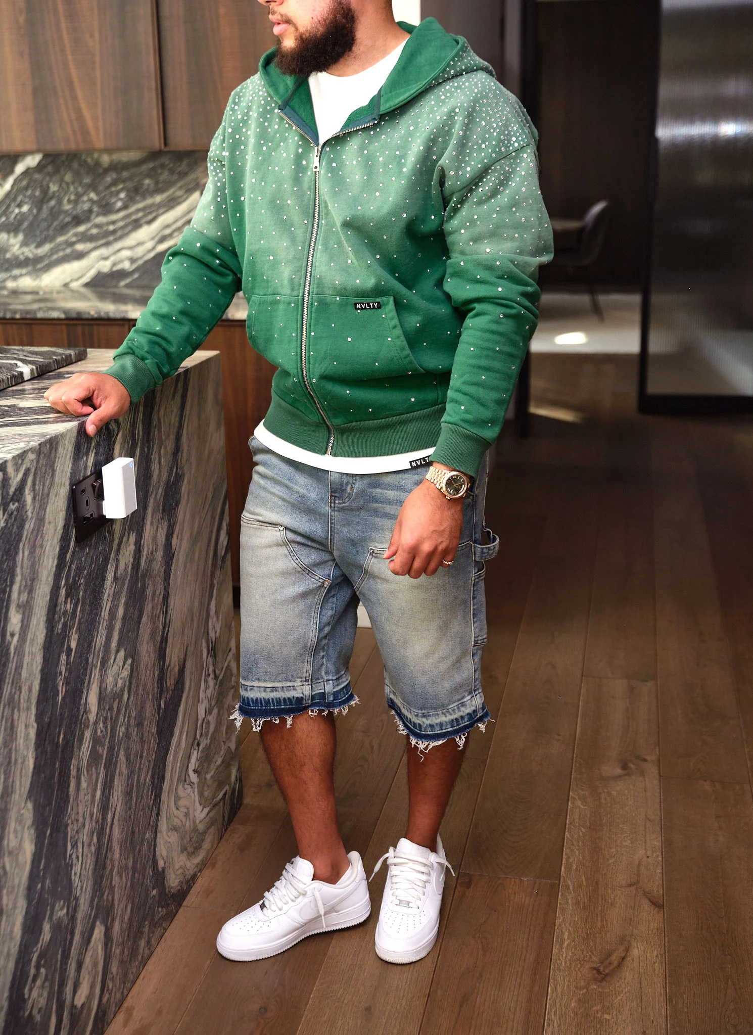 Vintage Flooded VVS Zip Hoodie - Green - Image 13