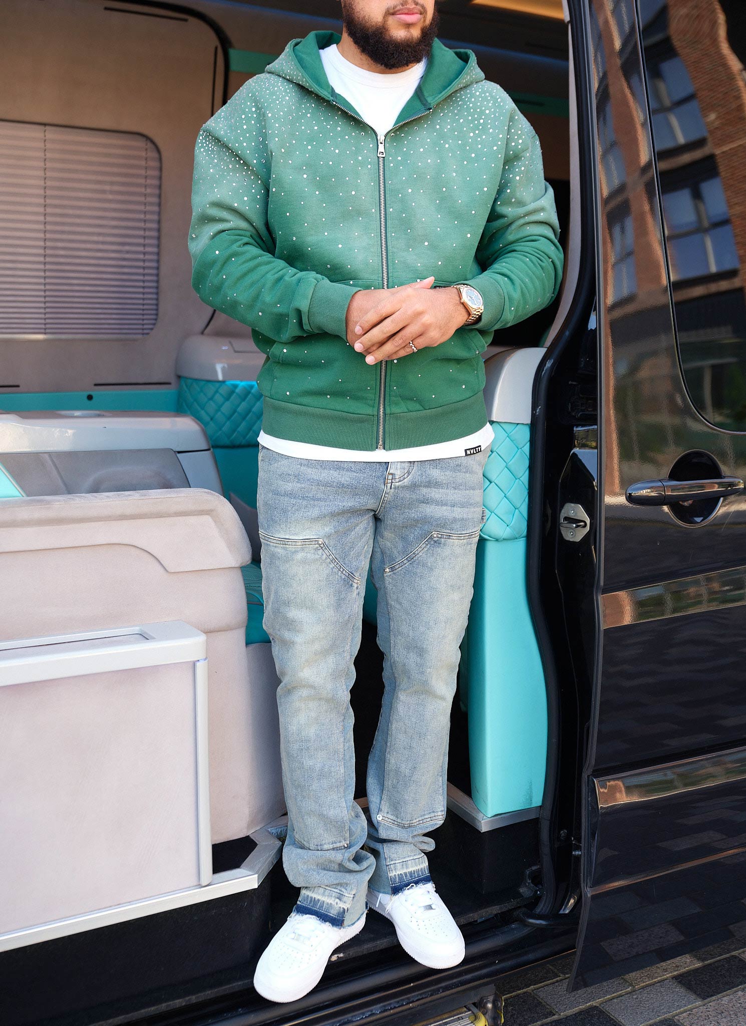 Vintage Flooded VVS Zip Hoodie - Green - Image 9