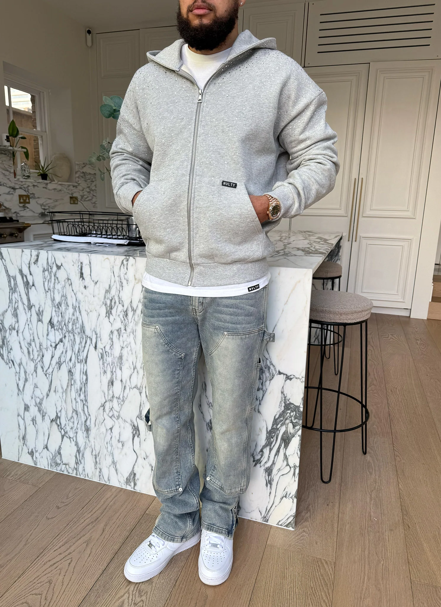 Vintage Flooded VVS Zip Hoodie - Grey - Image 12